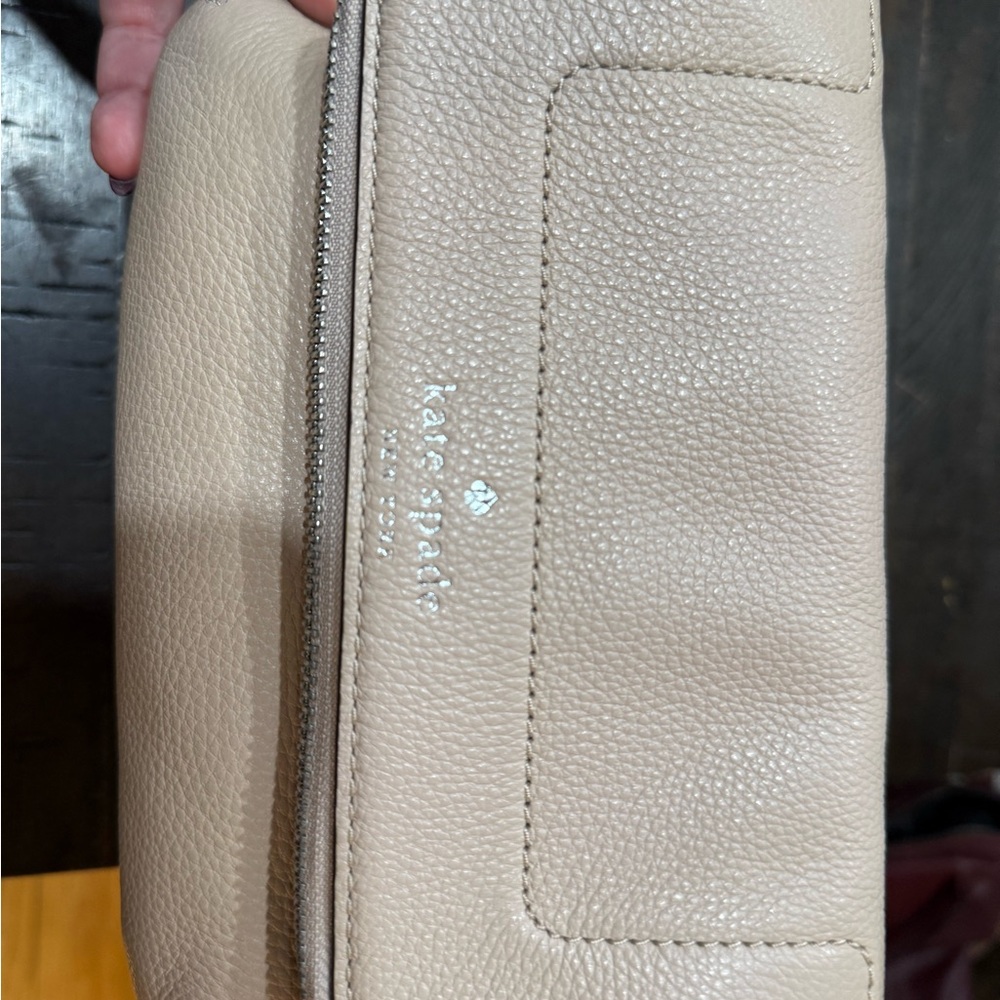Kate Spade Beige Leather Cosmetic Bag